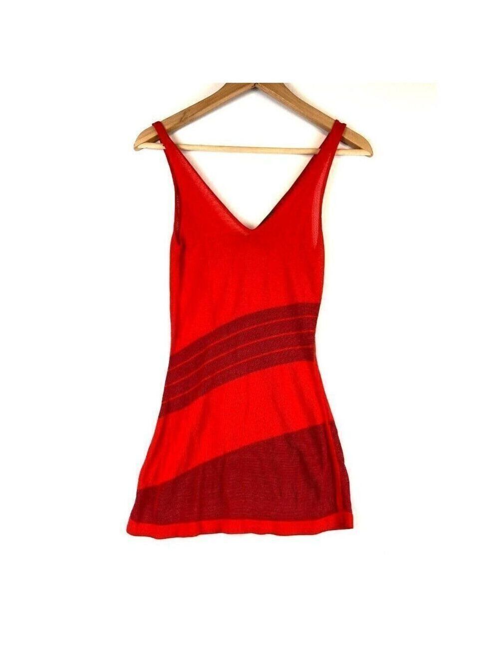 ArmaniβExchange Women's Red Long V-Neck Tank Top Size XS